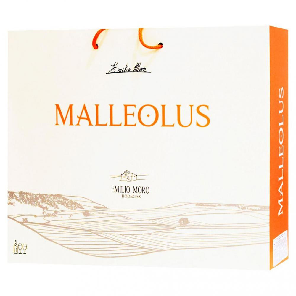 Emilio Moro Вино Bodegas  Malleolus (gift box set 2 glasses + 1 screwcap) 0,75 л сухе тихе червоне (843655731155 - зображення 1