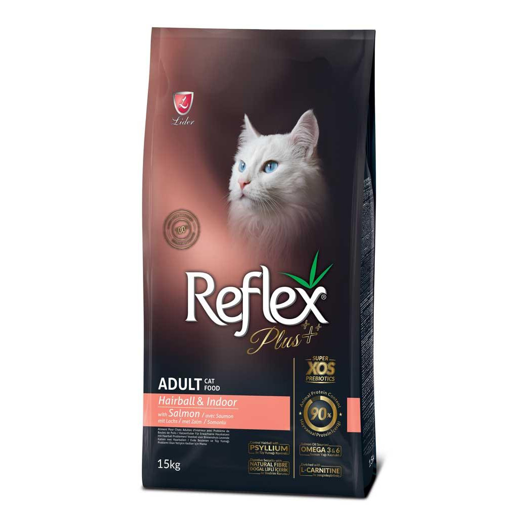 Reflex Plus Adult Cat Hairball Indoor Salmon 15 кг RFX-407 - зображення 1