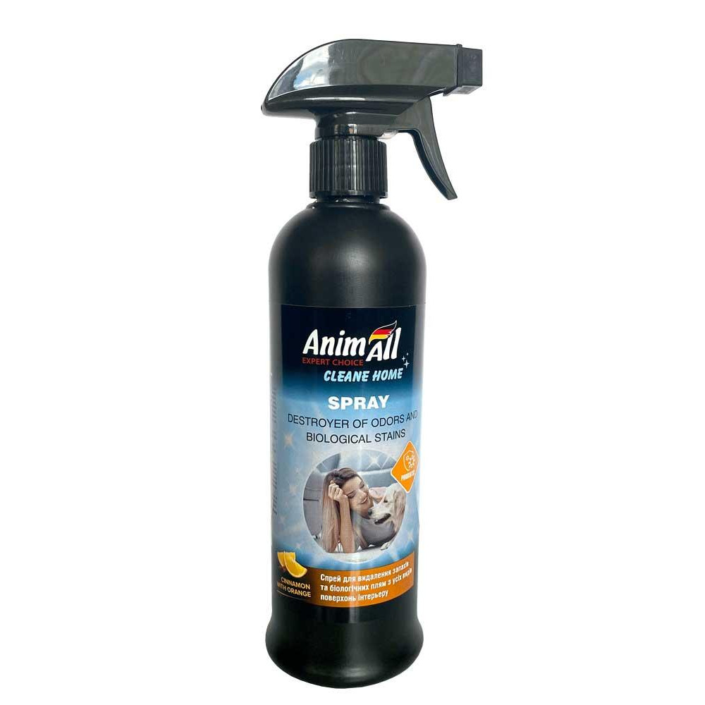 AnimAll cleane home Спрей-винищувач запахів та біологічних плям, кориця з апельсином, 500 мл (163085) - зображення 1