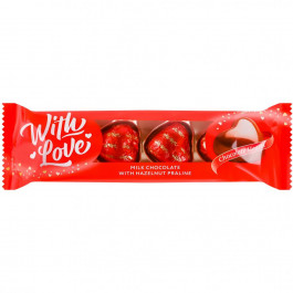 Любимов Цукерки шоколадні  With Love з горіховим праліне у молочному шоколаді 34 г (4820240035978)