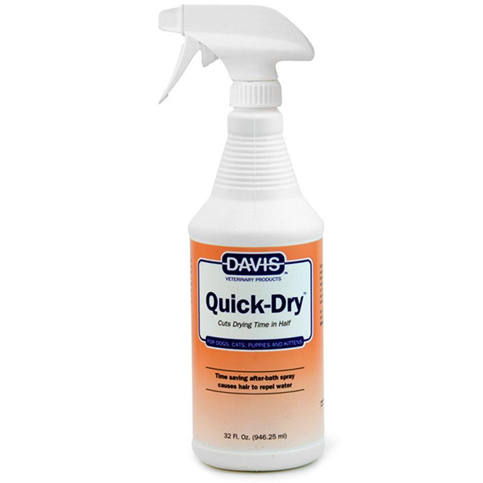 Davis Veterinary Quick-Dry Spray - спрей Девіс швидка сушка для собак та котів, 200 мл (QDR200) - зображення 1