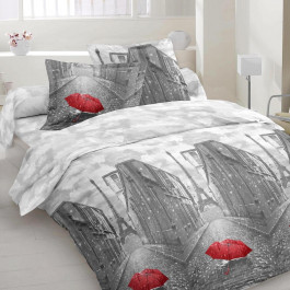 Zastelli Комплект постільної білизни  Двоспальний 175 х 210 см Париж Червона парасолька Бязь (2100000279296)