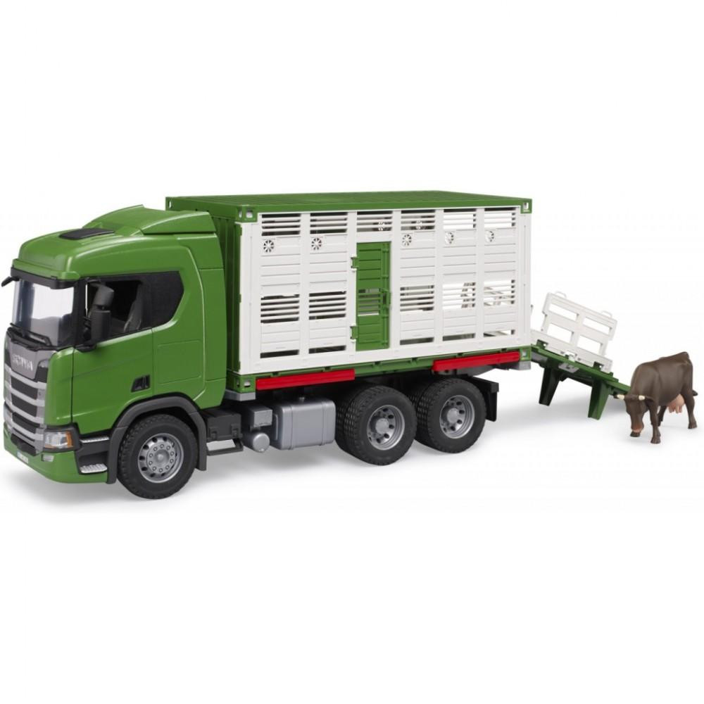 Bruder Scania Super 560R для перевезення тварин з коровою (03548) - зображення 1