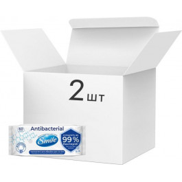 Smile Упаковка влажных салфеток  Antibacterial с Д-пантенолом 2 пачки по 60 шт (42112708)