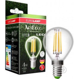 EUROLAMP LED ArtDeco шар 4W E14 4000K филамент (LED-G45-04144(deco))