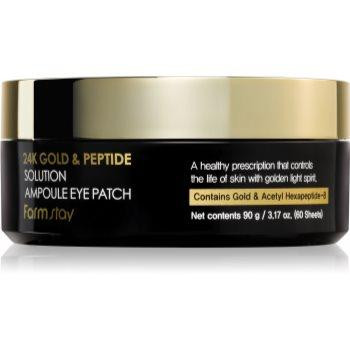 FarmStay 24K Gold & Peptide Solution маска для шкіри навколо очей 60 кс - зображення 1