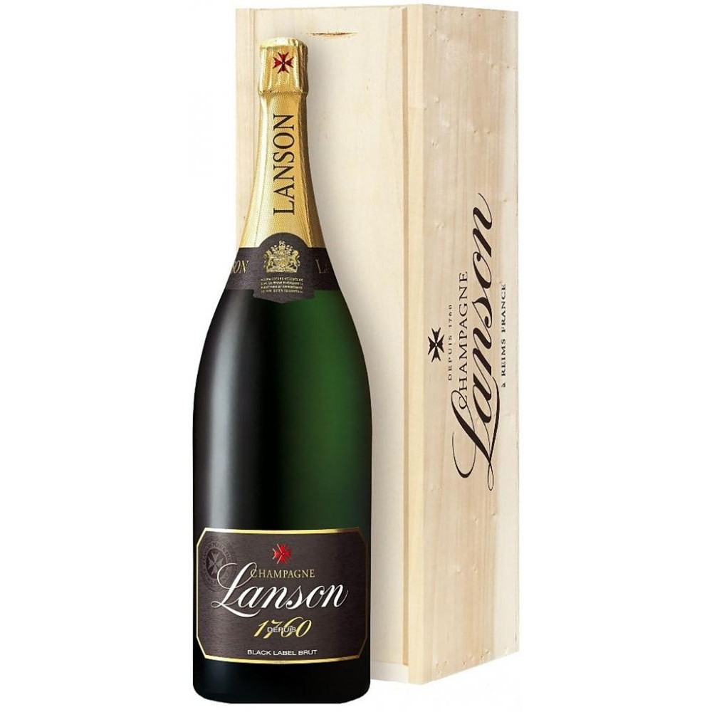 Lanson Вино Champagne  Le Black Label Brut Jeroboam (wooden case) 3 л брют ігристе біле (3029440000309) - зображення 1