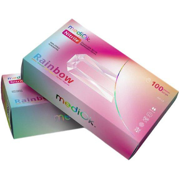 Mediok Рукавички нітрилові  Rainbow мікс п'яти кольорів Розмір XL 100 шт Різнокольорові (4044941731131) - зображення 1