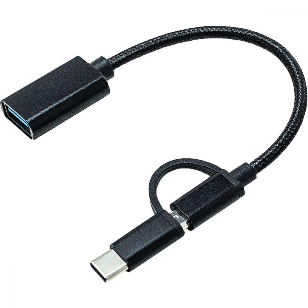XoKo 2 in 1 USB 3.0 - MicroUSB / USB Type-C Black (AC-150-BK) - зображення 1