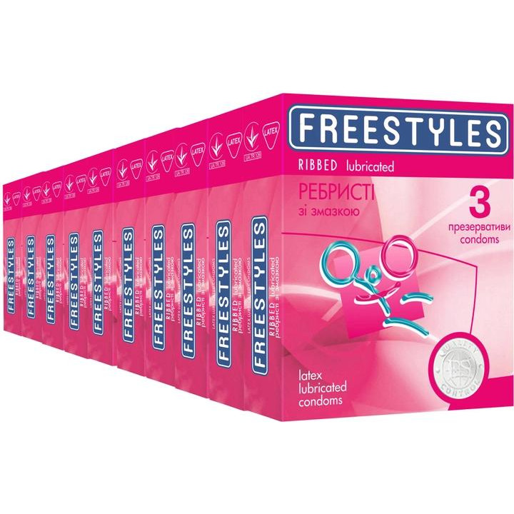 Freestyles Презервативи  Ribbed Ребристі 10 упаковок по 3 шт (ROZ6400229473) - зображення 1