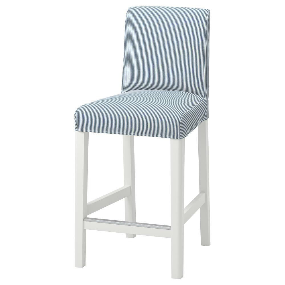 IKEA BERGMUND, 493.997.48 - Стул барный, белый, Роммеле темно-синий, белый, 62 см - зображення 1