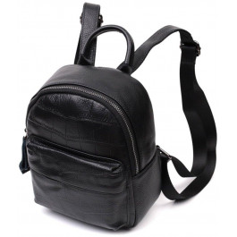 Vintage Маленький жіночий рюкзак з натуральної шкіри чорного кольору  2422434