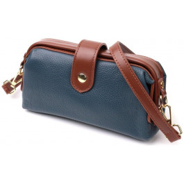 Vintage Синя жіноча сумка-клатч горизонтального типу з натуральної шкіри  2422428