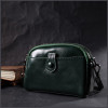 Vintage Невелика жіноча сумка-кроссбоді з натуральної шкіри зеленого кольору на дві блискавки  2422420 - зображення 7