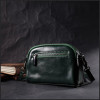 Vintage Невелика жіноча сумка-кроссбоді з натуральної шкіри зеленого кольору на дві блискавки  2422420 - зображення 8