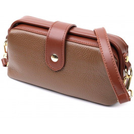 Vintage Жіноча сумка-клатч з натуральної шкіри коричневого кольору  2422425