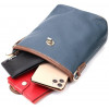 Vintage Синя вертикальна жіноча сумка на плече з натуральної шкіри  2422346 - зображення 6