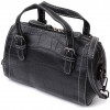 Vintage Компактна жіноча сумка з натуральної шкіри чорного кольору з білими рядками  2422358 - зображення 1