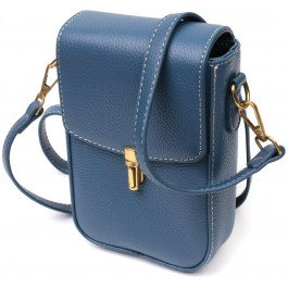Vintage Синя вертикальна жіноча сумка з натуральної шкіри з плечовим ремінцем  2422310