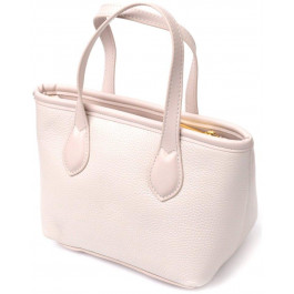 Vintage Компактна жіноча сумка з натуральної шкіри молочного кольору з ручками  2422284
