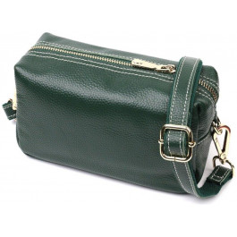 Vintage Жіноча сумочка з натуральної зернистої шкіри зеленого кольору з ремінцем  2422277