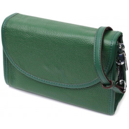 Vintage Компактна жіноча шкіряна сумка зеленого кольору з плечовим ремінцем  2422260