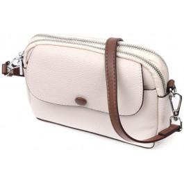 Vintage Невелика жіноча сумка з натуральної шкіри білого кольору на дві блискавки  2422323