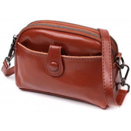 Vintage Жіноча сумка з натуральної шкіри коричневого кольору на дві блискавки  2422419