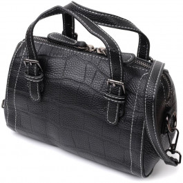 Vintage Жіноча сумка шкіряна з тисненням під крокодила чорна  22358