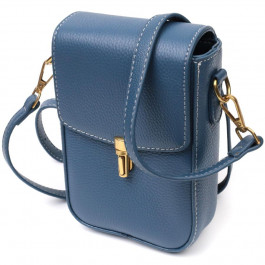 Vintage Шкіряна жіноча сумка через плече блакитна  22310