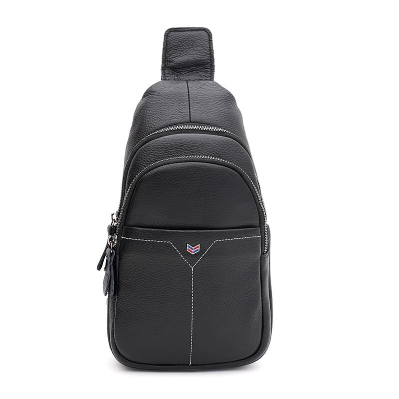Keizer Чоловічий шкіряний рюкзак на одне плече чорний  K1612-11bl-black - зображення 1