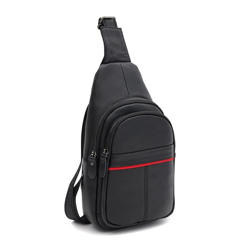 Keizer Чоловічий шкіряний рюкзак на одне плече чорний  K11022bl-black - зображення 1
