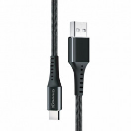 Grand-X USB-type C 3A 1.2m Fast Сharge Black толст.нейлон оплетка премиум (FC-12B)
