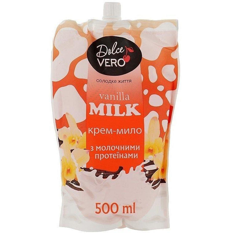 Dolce Vero Рідке мило  Vanilla Milk з молочними протеїнами дой-пак 500 мл (4820091146939) - зображення 1
