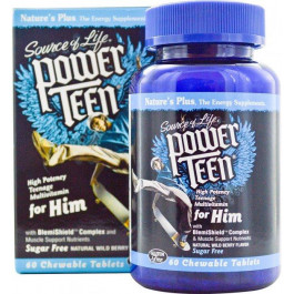 Nature's Plus Power Teen мультивітаміни для хлопців Лісові ягоди 60 жувальних таблеток (97467300026)