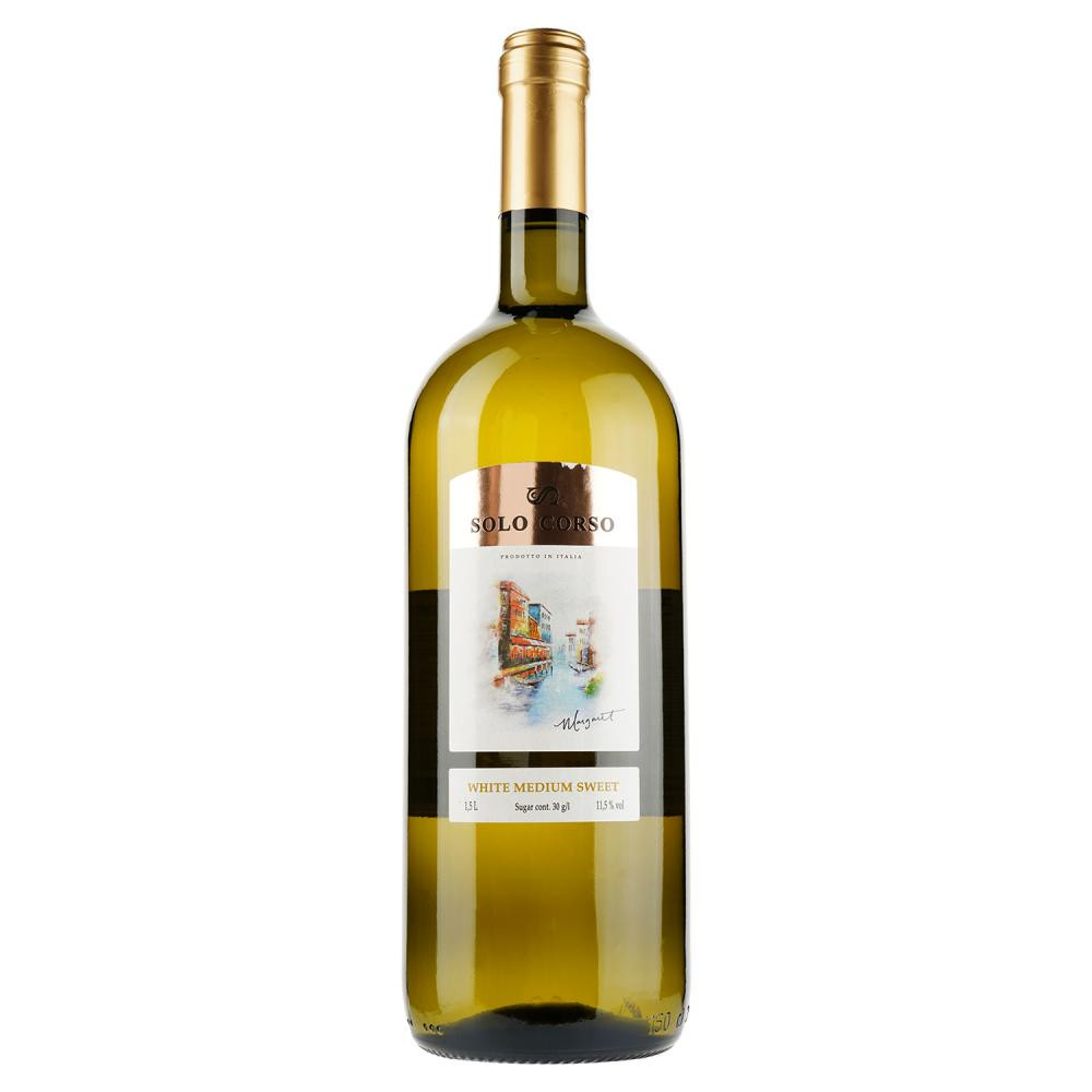Solo Corso Вино  Bianco VDT біле напівсолодке 11.5%, 1,5 л (8011510023627) - зображення 1