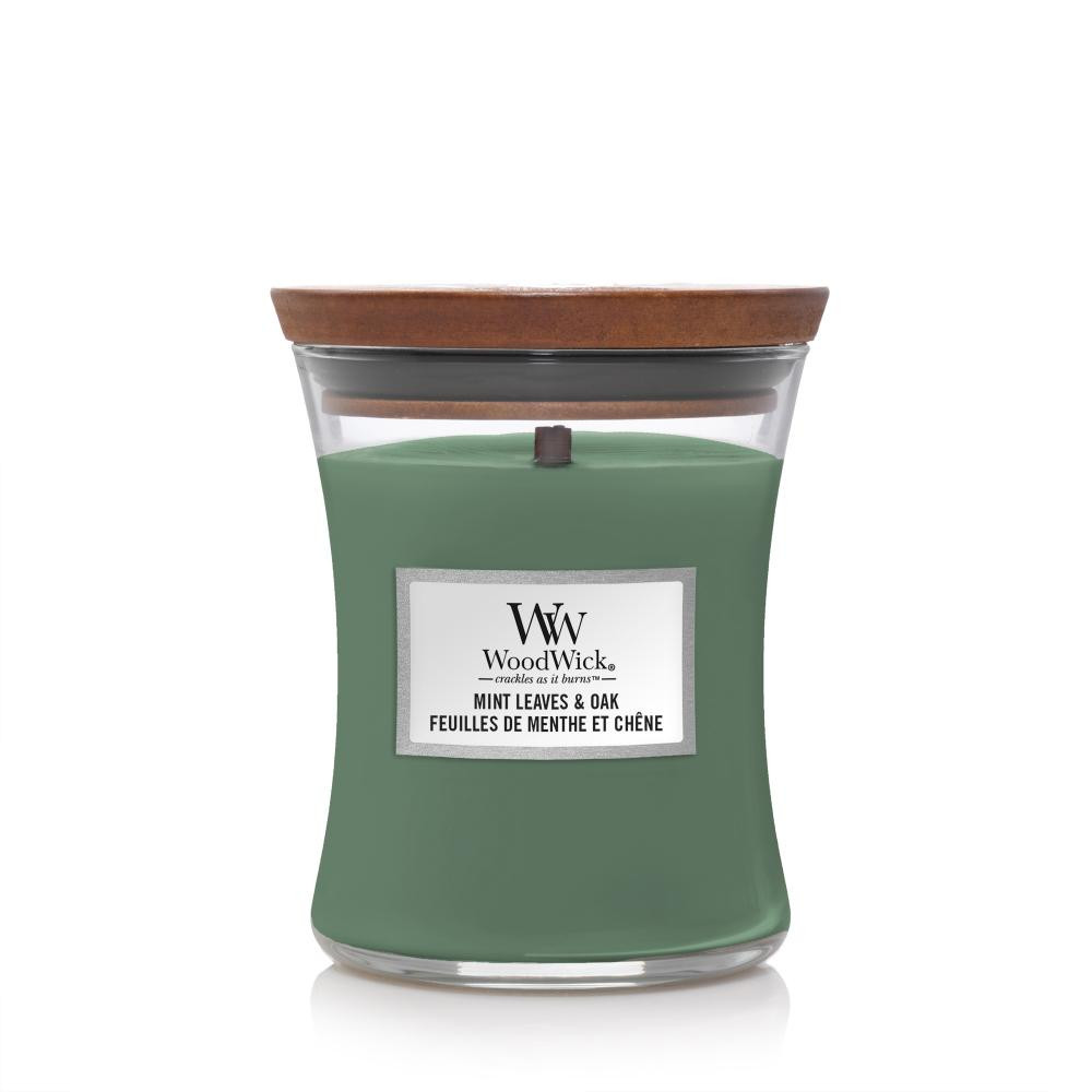 WoodWick Ароматична свічка з нотами м'яти та дуба  Medium Mint leaves & Oak 275 г (1721697E) - зображення 1