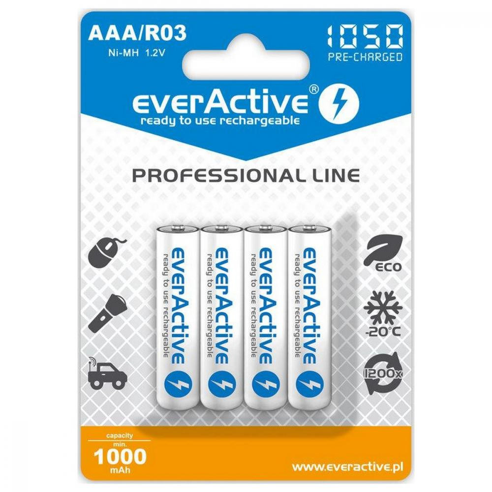 everActive AAA 1050mAh NiMh 4шт Professional Line EVHRL03-1050 - зображення 1