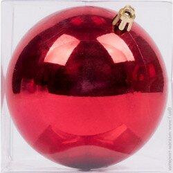 YES! Fun Новорічна куля Novogod"ko, пластик, 10 см, червона, глянець (4820253266185) - зображення 1