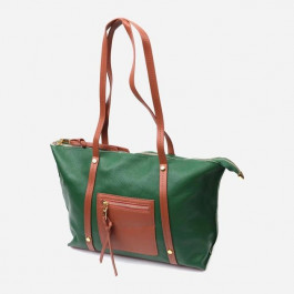 Vintage Сумка шопер жіноча шкіряна  leather-22302 Зелена