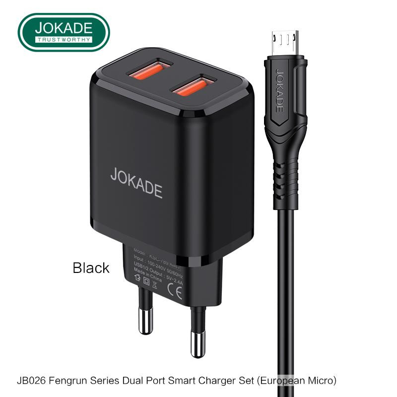JOKADE JB026 Dual port with cable Micro USB Black - зображення 1
