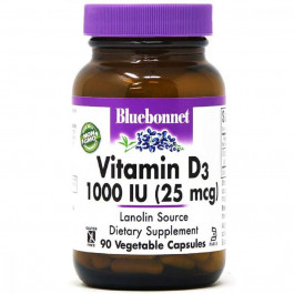 Bluebonnet Nutrition Вiтамiн D3 1000IU, , 90 вегетаріанських капсул