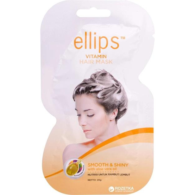 Ellips Маска для волос  Hair Vitamin Smooth&Shiny Роскошное сияние с маслом алоэ вера 20 г (8993417489921) - зображення 1