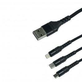 REMAX RC-186th USB-Lightning/microUSB/USB Type-C 1m Black (6954851204589)