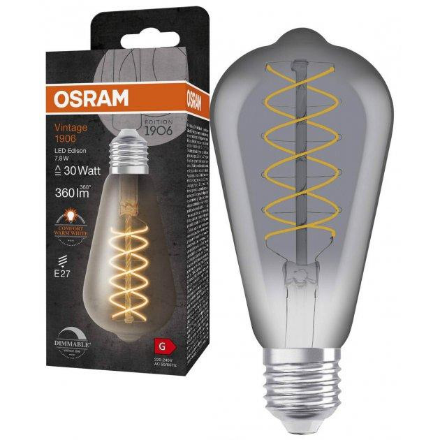 Osram LED Filament Vinatge 1906 Edisson 7.8W 1800K DIM 360Lm E27 (4099854090981) - зображення 1