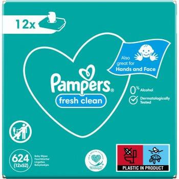 Pampers Fresh Clean XXL вологі очищуючі серветки для дітей для чутливої шкіри 12x52 кс - зображення 1