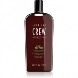 American Crew Hair & Body 3-IN-1 Tea Tree шампунь, кондиціонер та гель для душу 3в1 для чоловіків 1000 мл