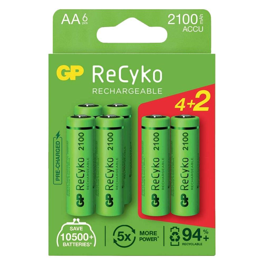 GP Batteries Recyko 2100 AA/HR06 NI-MH 2050 mAh BL 6 шт (GP210AAHCE4/2-2BNB6) - зображення 1