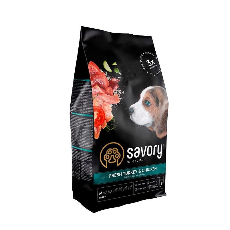 Savory Puppy rich in Fresh Turkey & Chicken 1 кг (4820232630280) - зображення 1