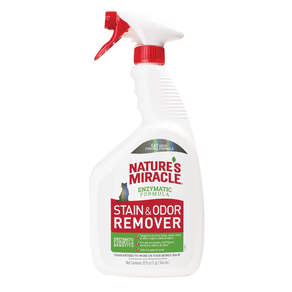 8in1 680111/6974 Nature’s Miracle Stain & Odor Remover Спрей уничтожитель кошачьих пятен и запахов, 946 м - зображення 1